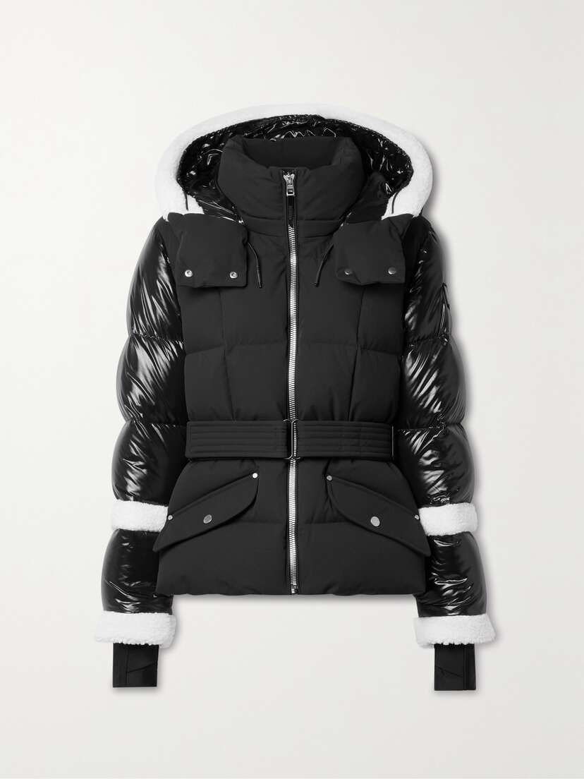 RUDSAK + Net Sustain Audrey Belted Hooded Fleece-trimmed Quilted Stormshell Down Ski Jacket