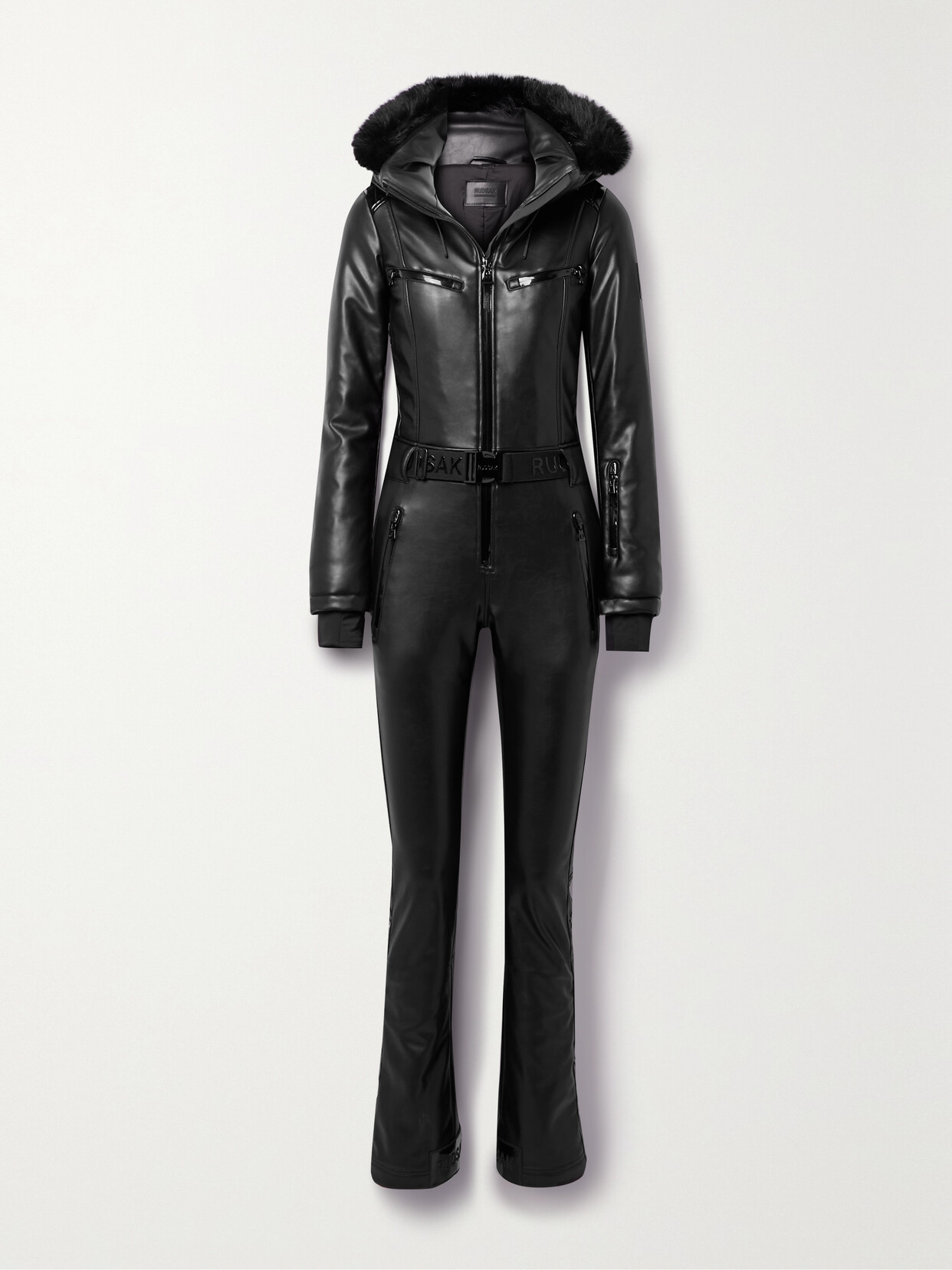 RUDSAK - Myrali Hooded Faux Fur-trimmed Vegan Leather Ski Suit - Black