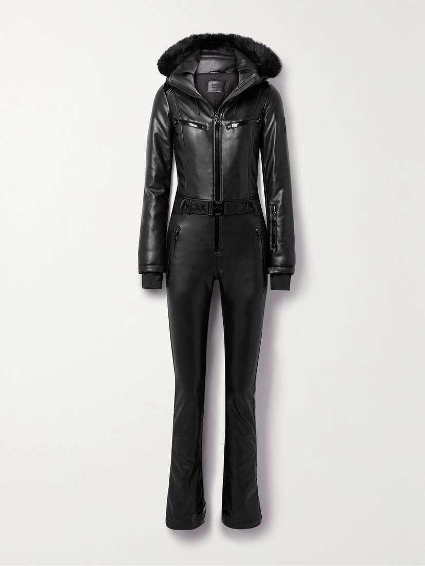 RUDSAK Myrali Hooded Faux Fur-trimmed Vegan Leather Ski Suit