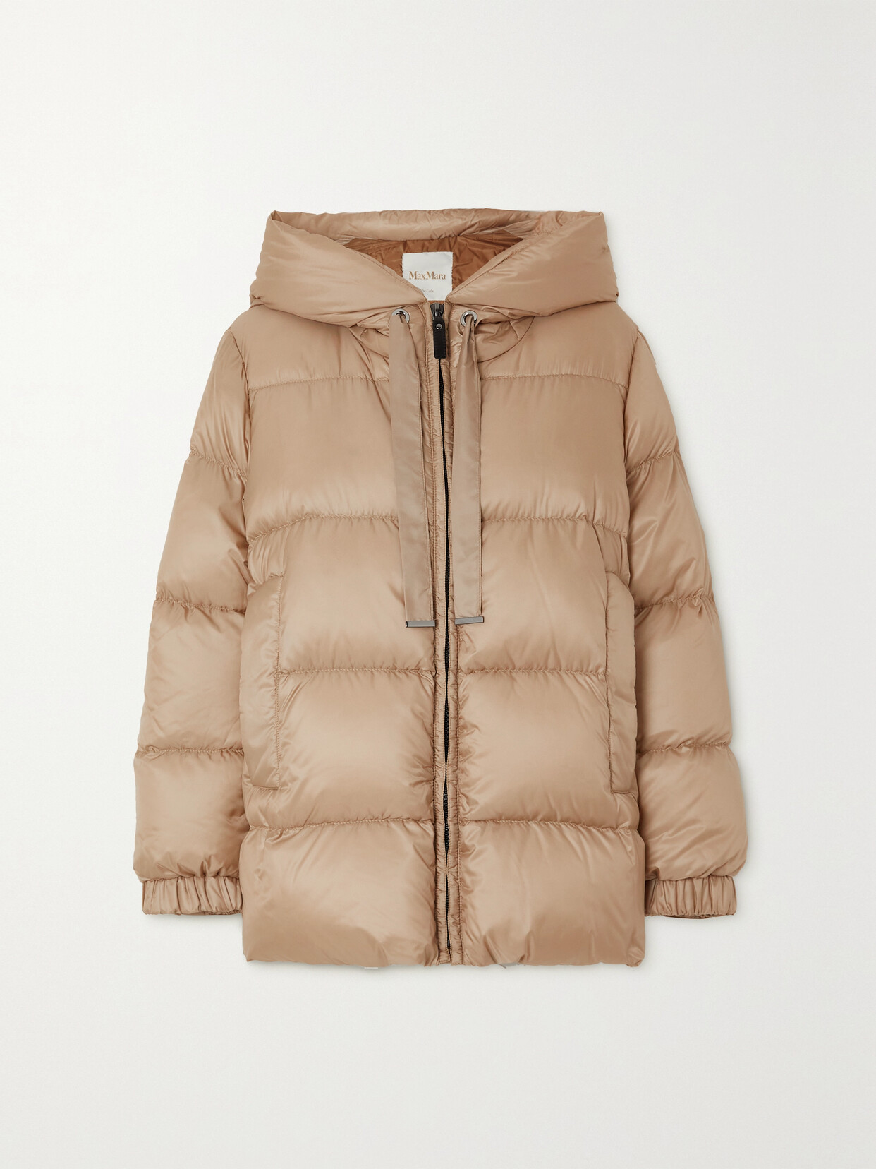 Shop Max Mara Seia Hooded Quilted Shell Down Jacket In Neutrals