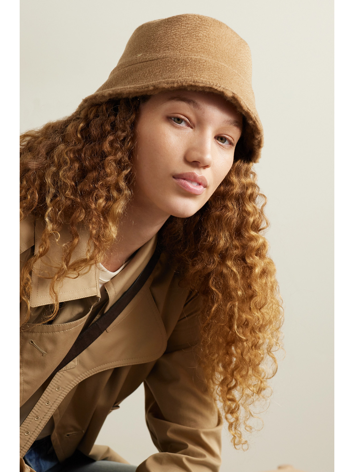 Shop Max Mara Fiducia Reversible Camel Hair Bucket Hat In Brown