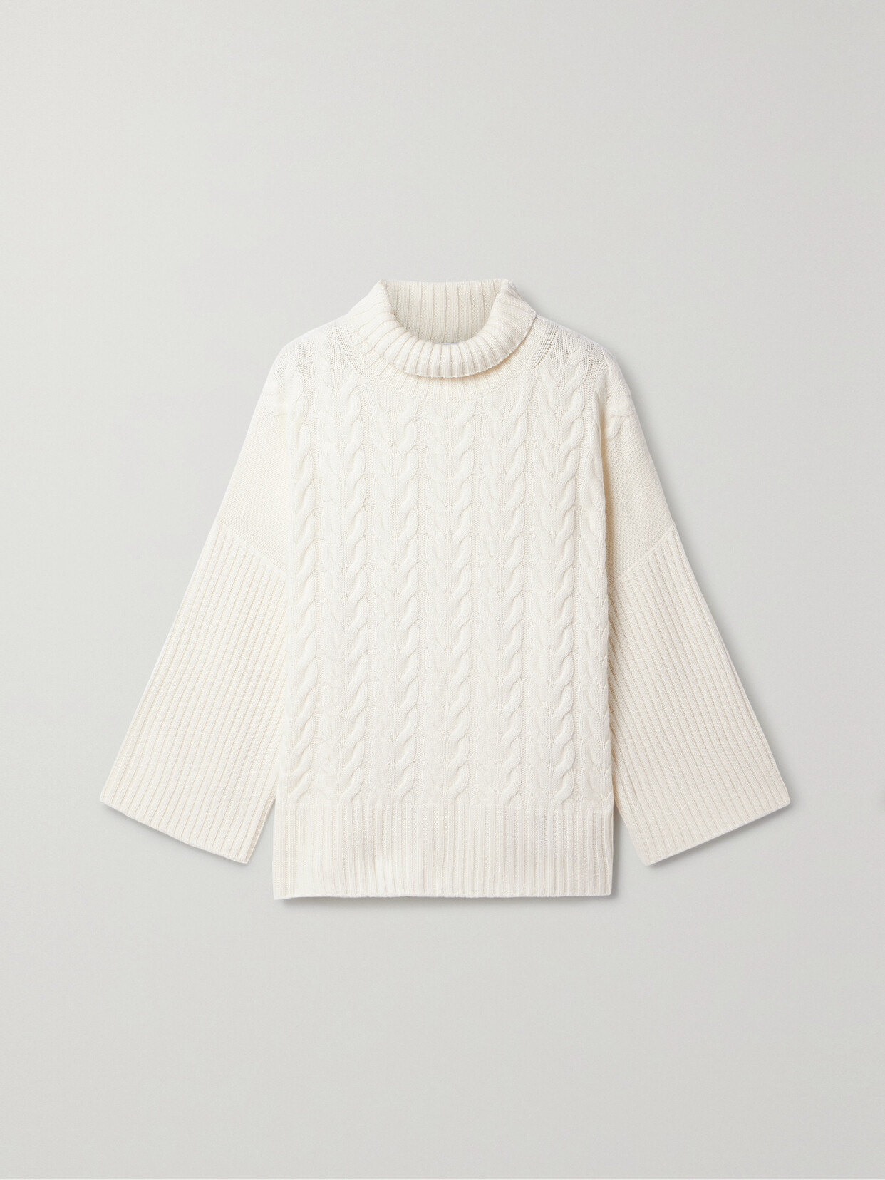 Max Mara - Okra Cable-knit Cashmere Turtleneck Sweater - White