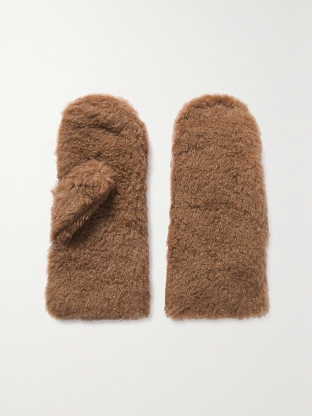 Max Mara - Camel Hair And Silk-blend Fleece Mittens - Brown