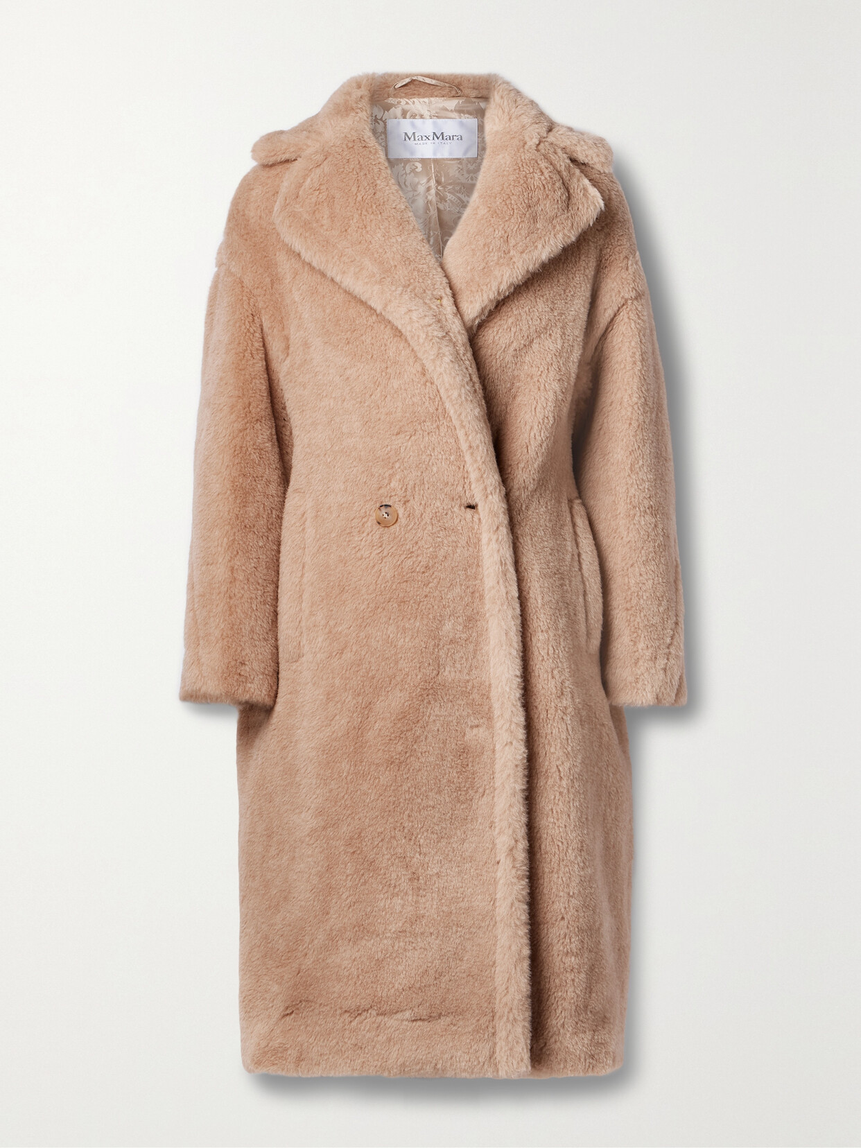 Max Mara Nuevo Teddy Oversized Double-breasted Alpaca, Cashmere And Silk-blend Coat - Brown