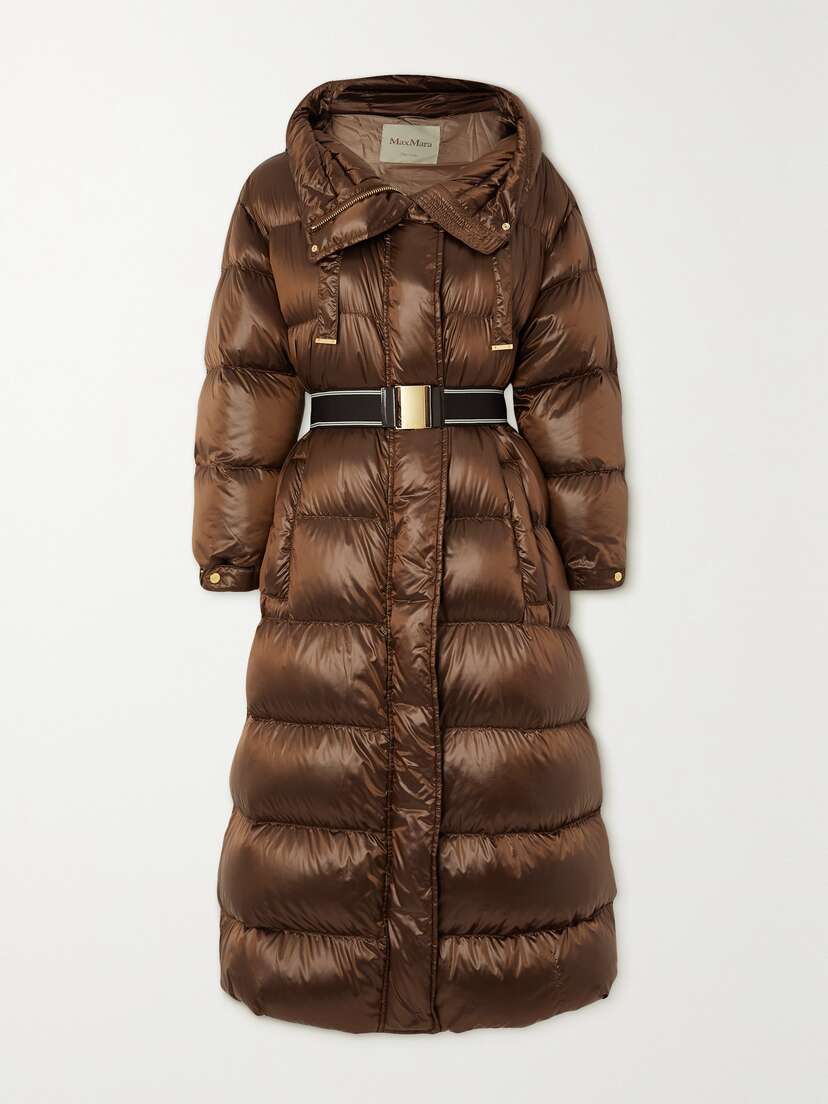 Max Mara Hooded Belted Quilted Shell Coat