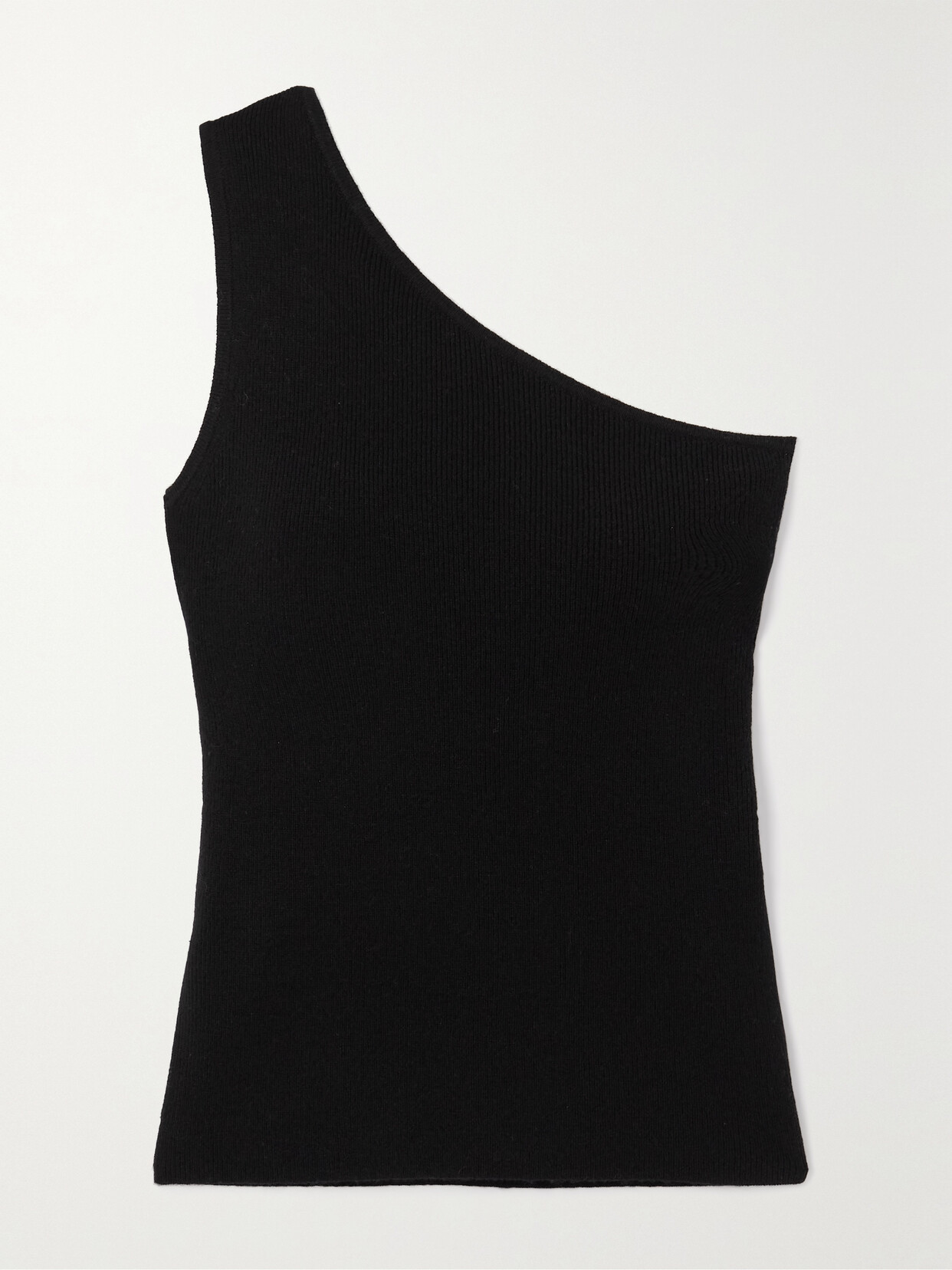 Max Mara Vetro One-shoulder Ribbed Wool And Cashmere-blend Top In Black