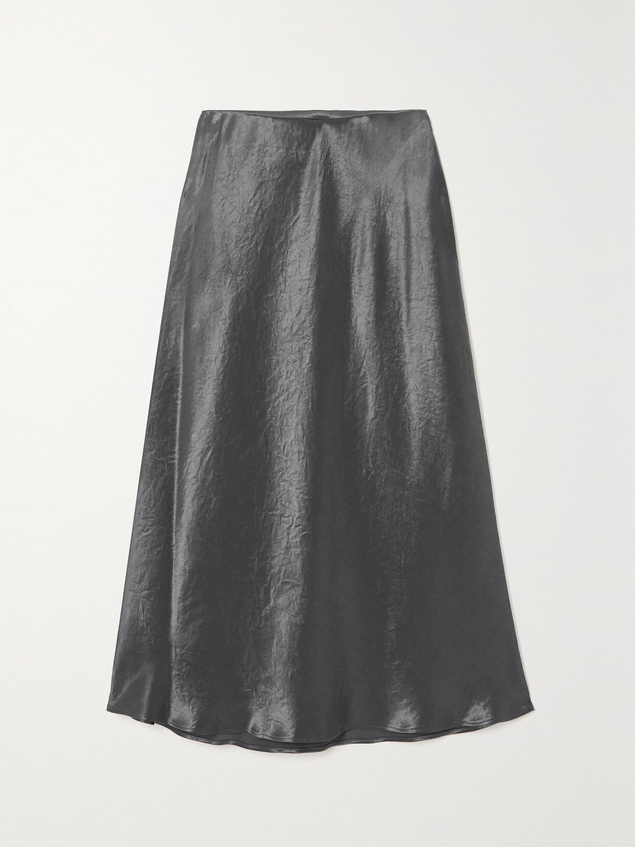 Max Mara Leisure Alessio Crinkled-satin Midi Skirt In Gray