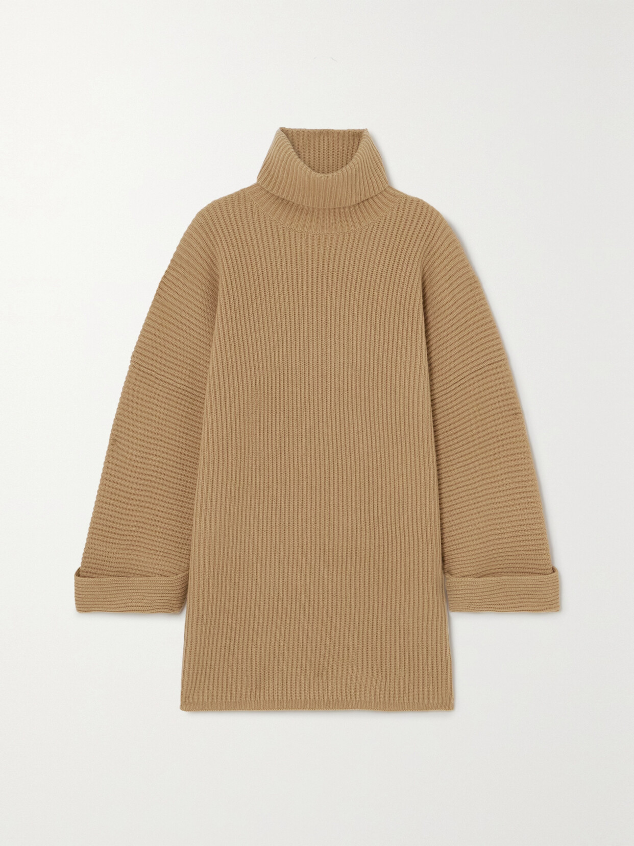 Shop Max Mara Dula Ribbed Wool And Cashmere-blend Turtleneck Sweater In Brown