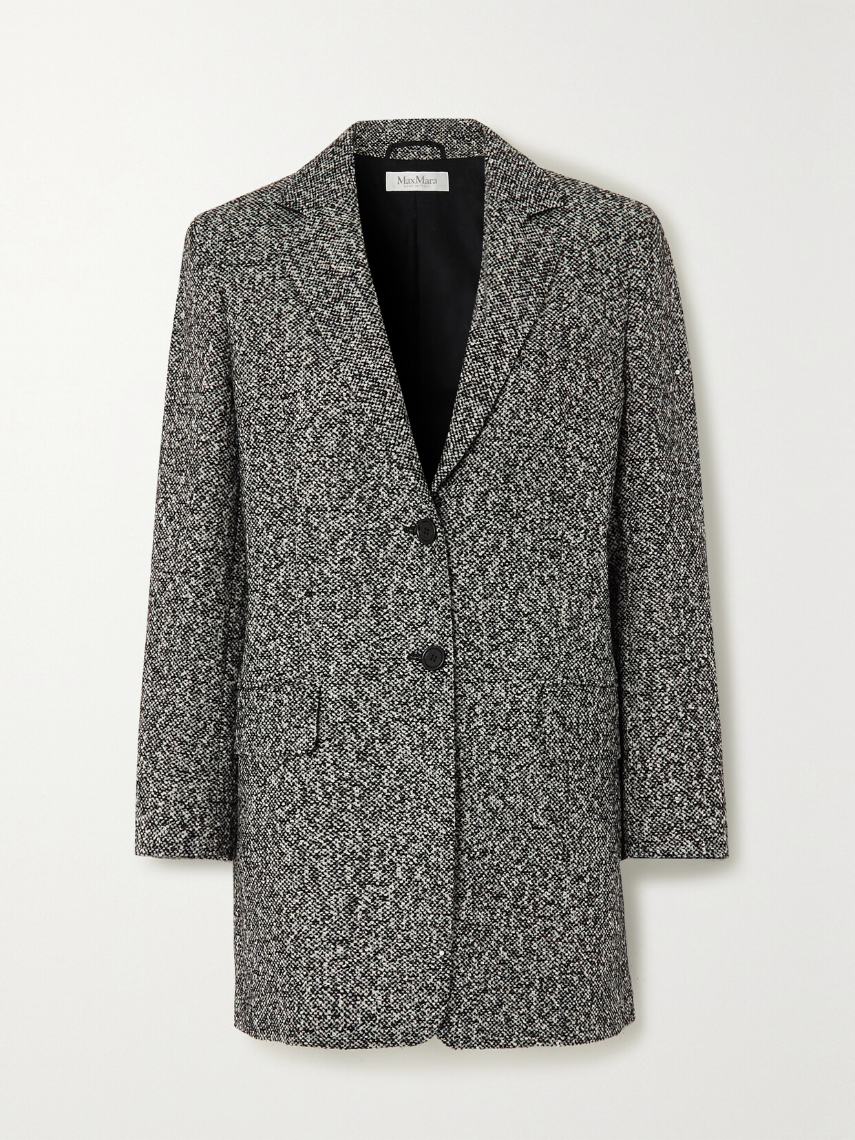 Max Mara Ovale Wool-blend Bouclé-tweed Blazer In Black