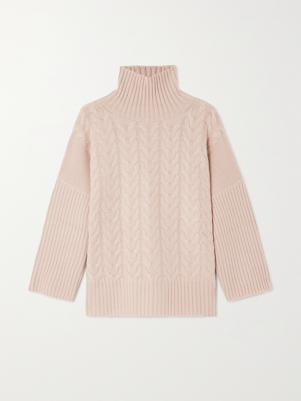 Max Mara Okra Knit Cashmere Turtleneck Sweater In Rose