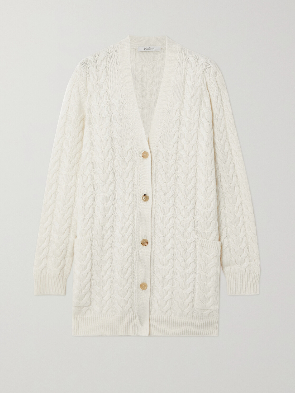 Max Mara - Brioso Cable-knit Cashmere Cardigan - White