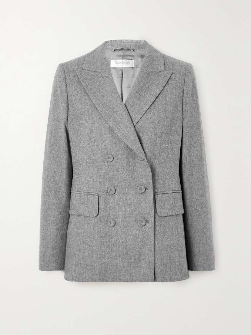 Max Mara Landa Double-breasted Wool-blend Flannel Blazer - UK 16