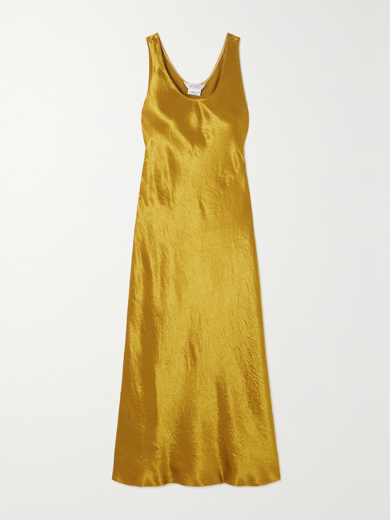 Max Mara Talete Crinkled-satin Midi Dress - Yellow