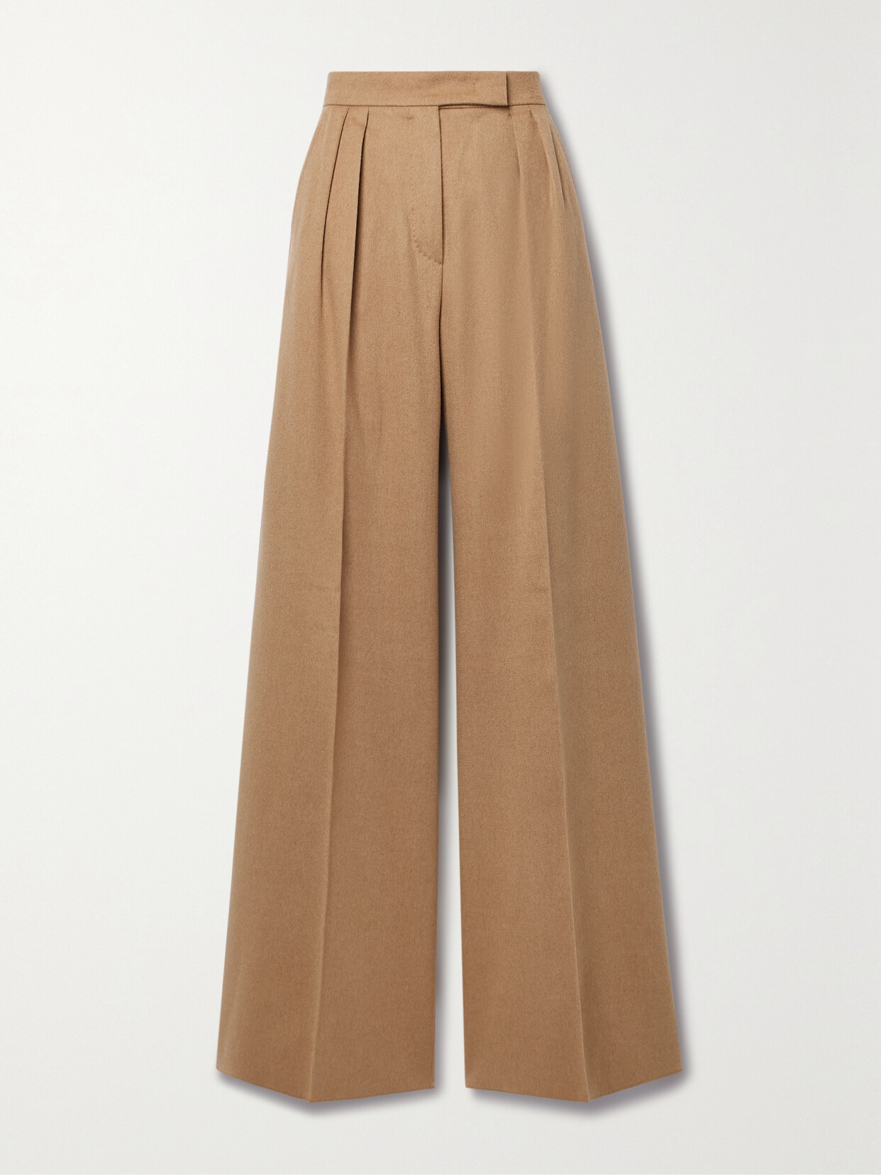 Max Mara Werther Pleated Wide-leg Pants In Tan