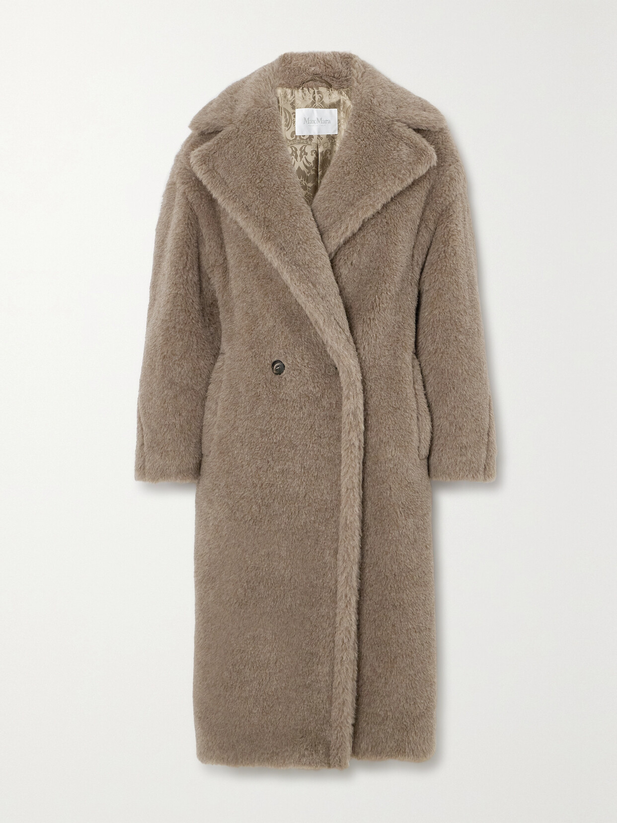 MAX MARA NUEVO TEDDY OVERSIZED DOUBLE-BREASTED ALPACA, CASHMERE AND SILK-BLEND COAT