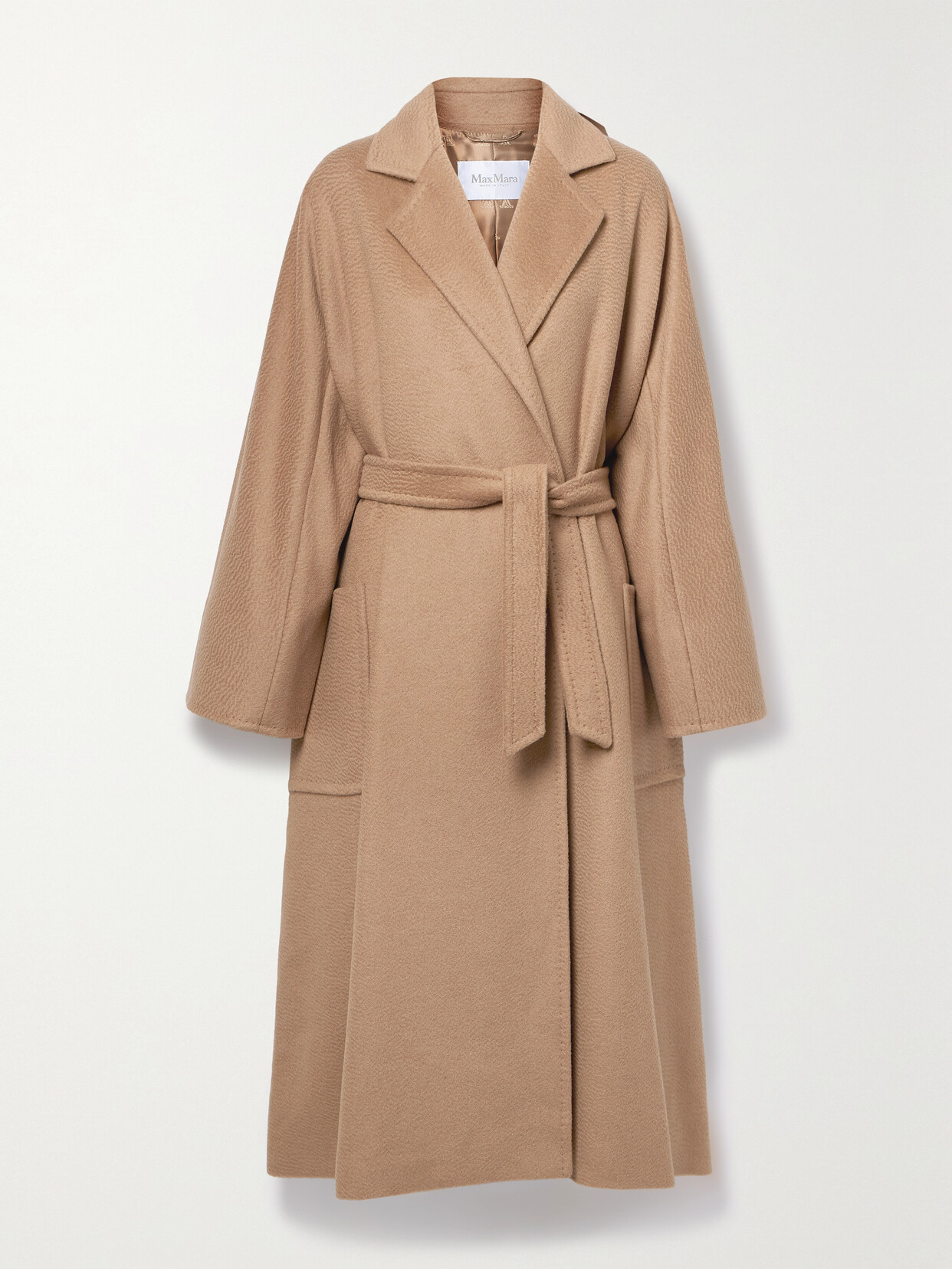 Max Mara Olea Belted Camel Hair Coat In Brown