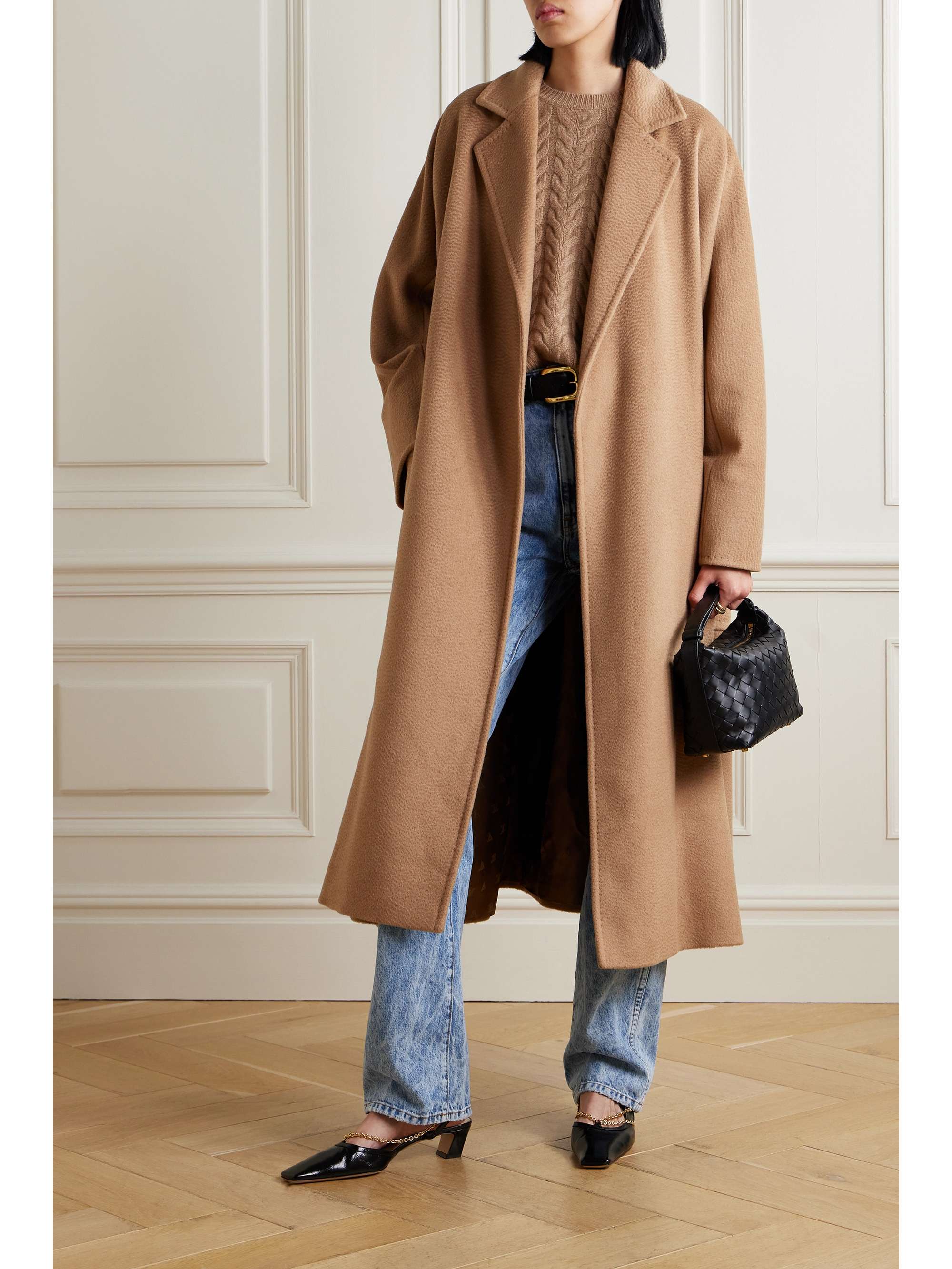 Olea belted camel hair coat