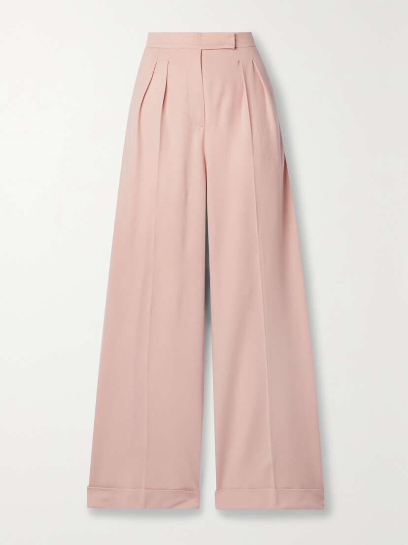 Max Mara Faraday Pleated Brushed-wool Wide-leg Pants - UK 16