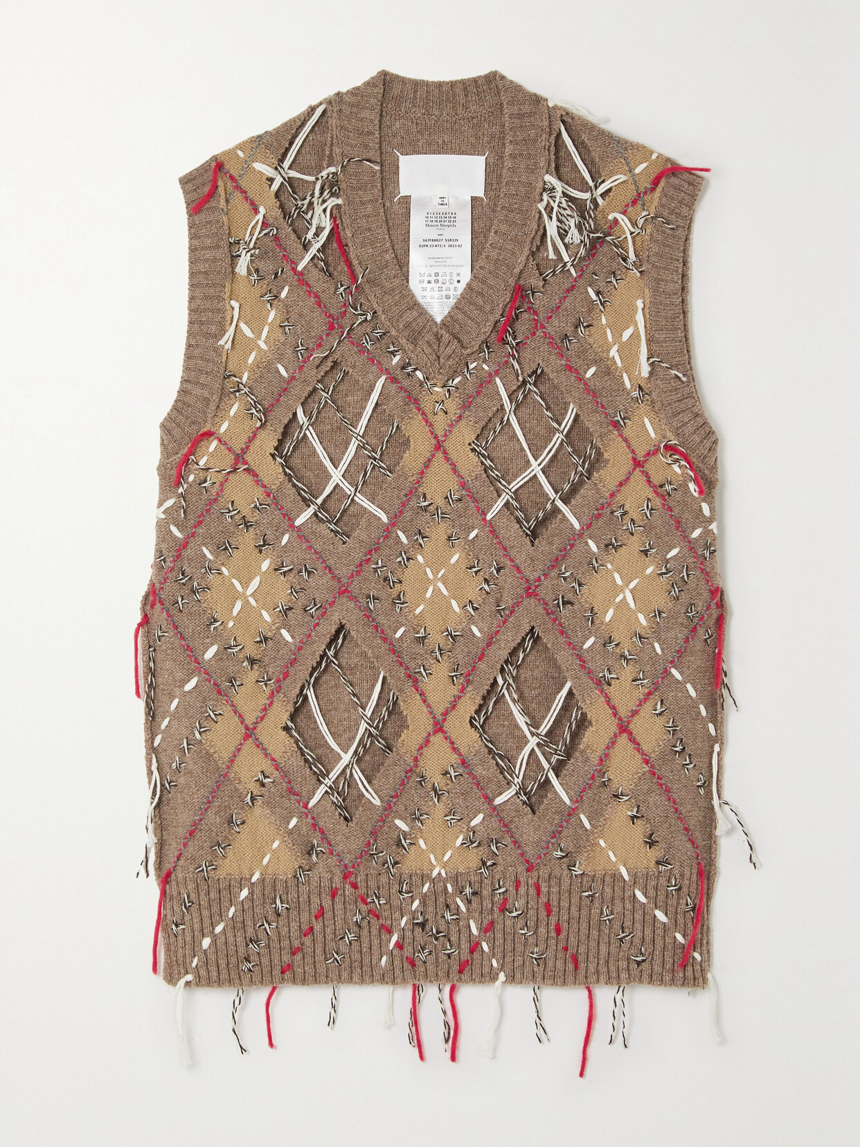 Maison Margiela - Cutout Embroidered Wool-blend Vest - Neutrals