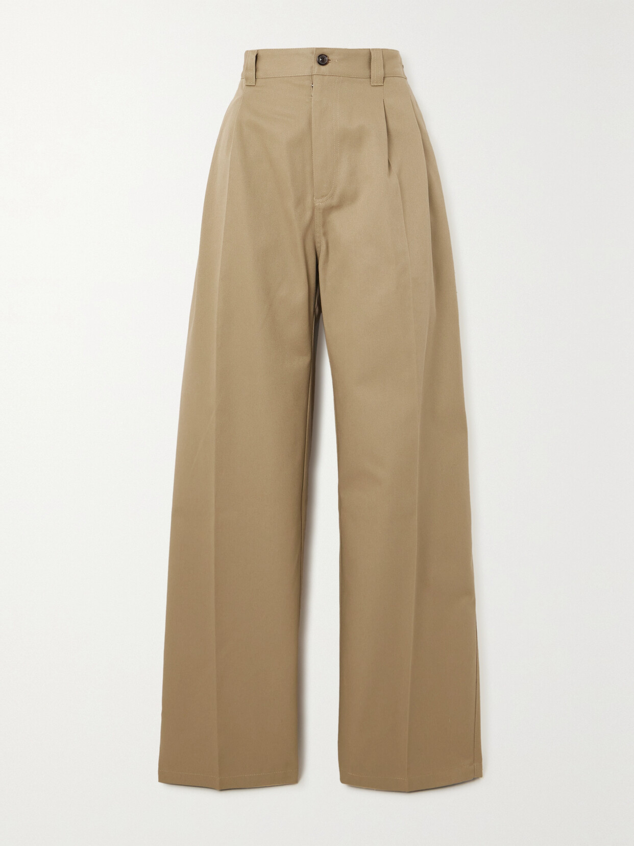 Maison Margiela - Checked Wool-paneled Gabardine Wide-leg Pants - Neutrals