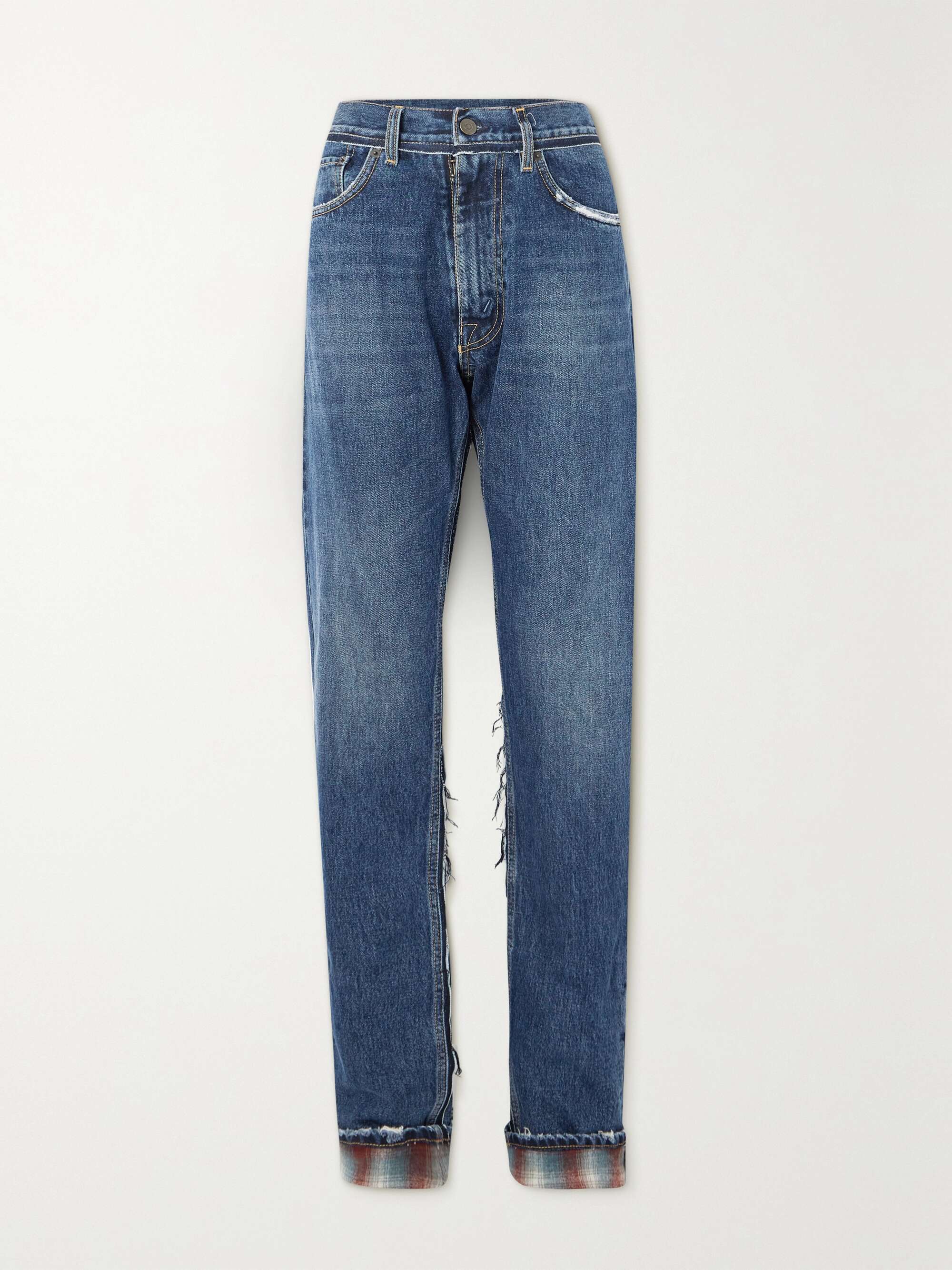 MAISON MARGIELA Wool trimmed distressed mid rise straight leg