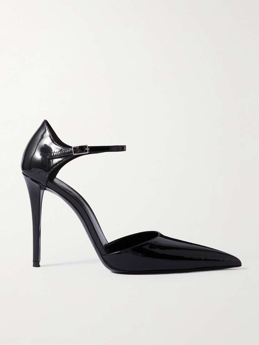 Saint Laurent Avenue Glossed-leather Point-toe Pumps - EU 42