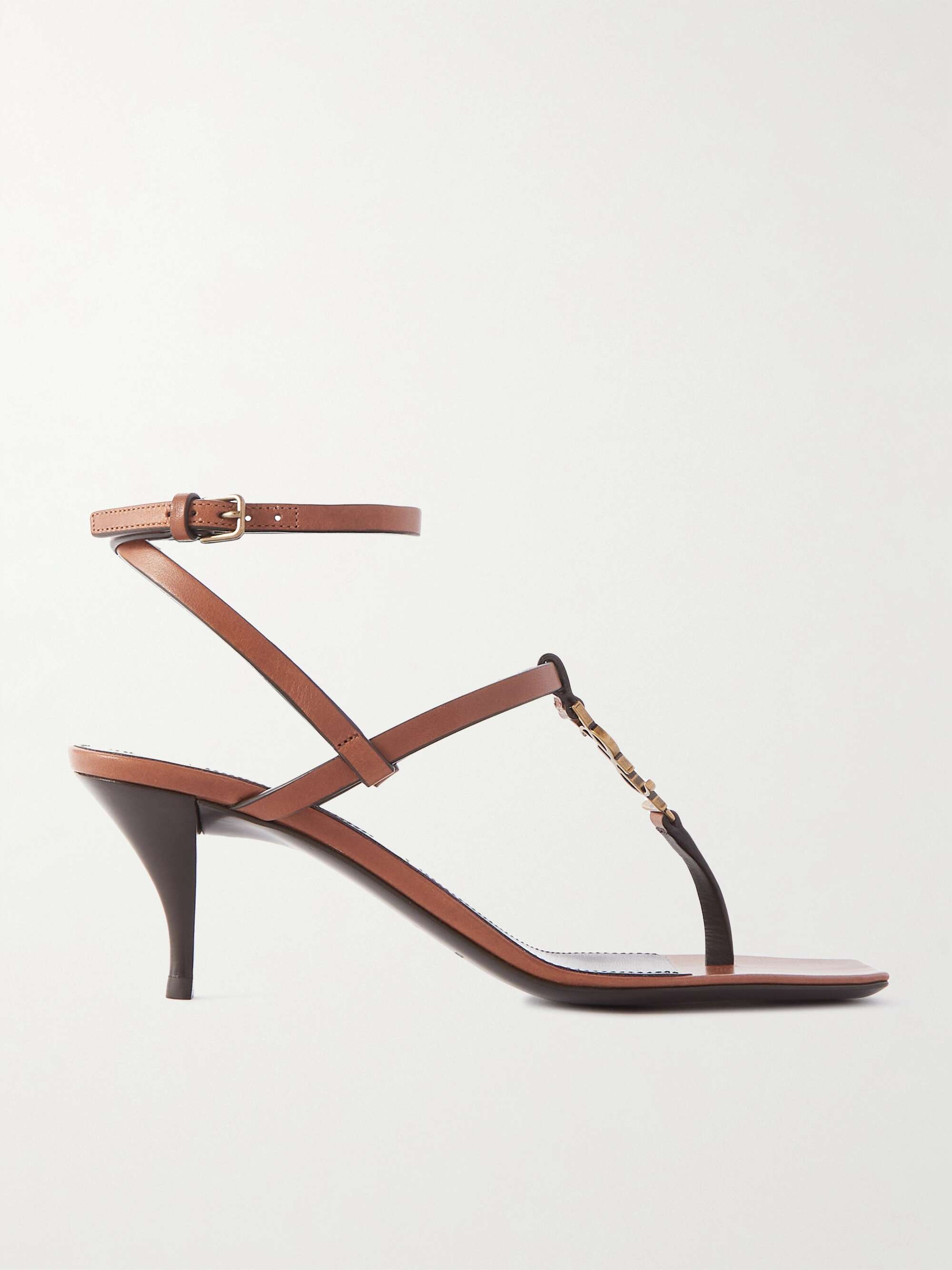 SAINT LAURENT Cassandra logo-embellished leather sandals | NET-A-PORTER