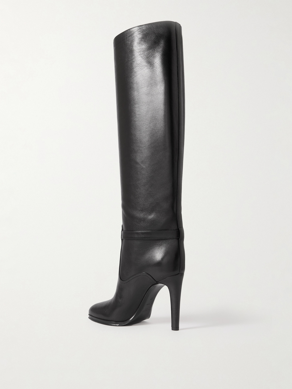 Shop Saint Laurent Diane Logo-embellished Leather Knee Boots In Black