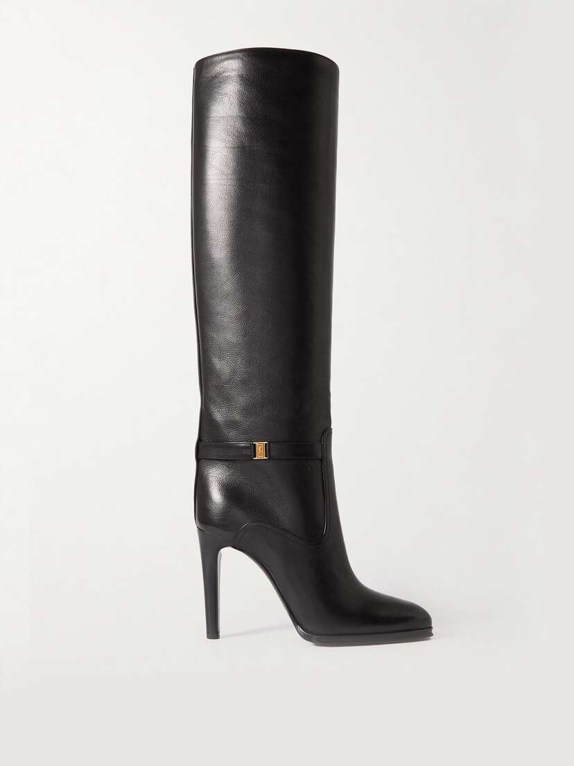 Saint Laurent Diane Logo-embellished Leather Knee Boots