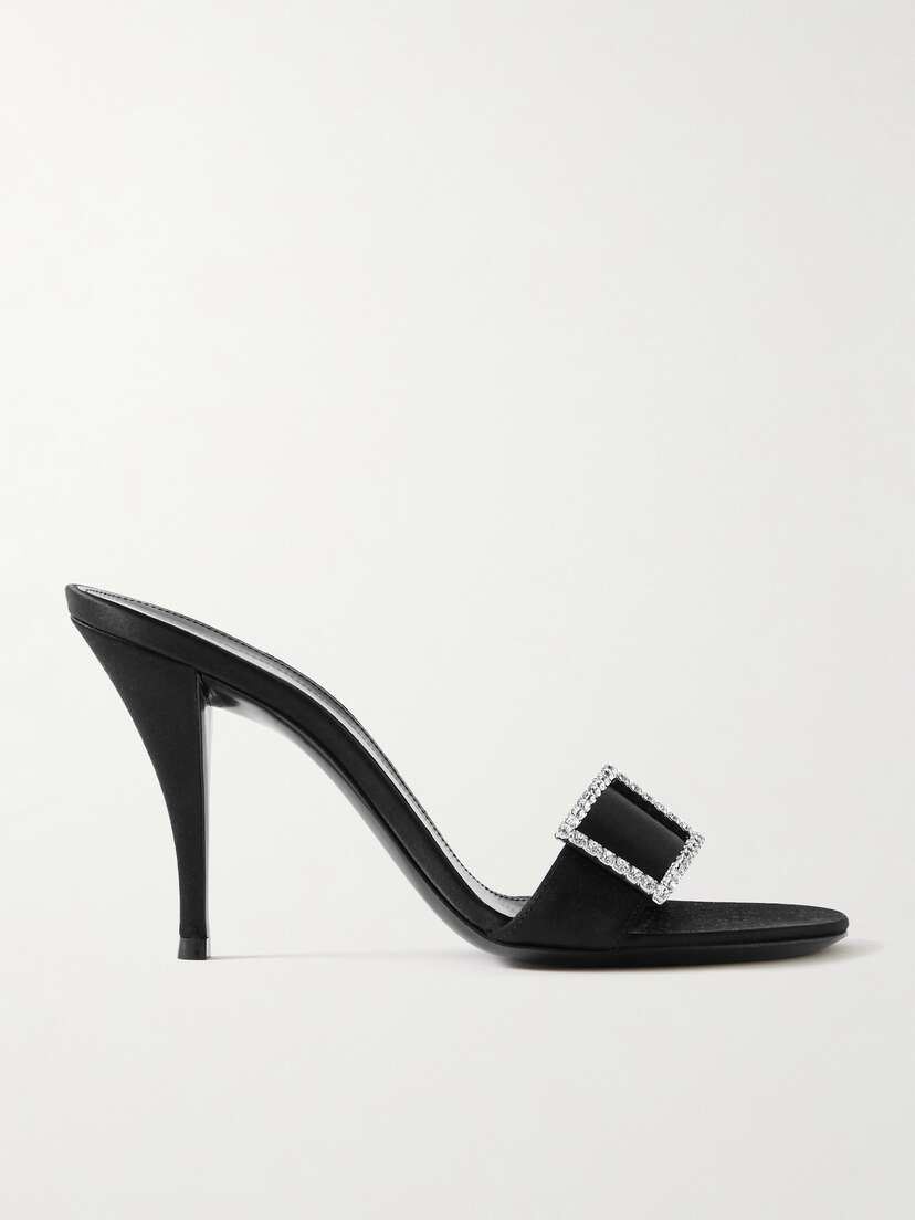 Saint Laurent Simone Crystal-embellished Satin Mules - EU 42
