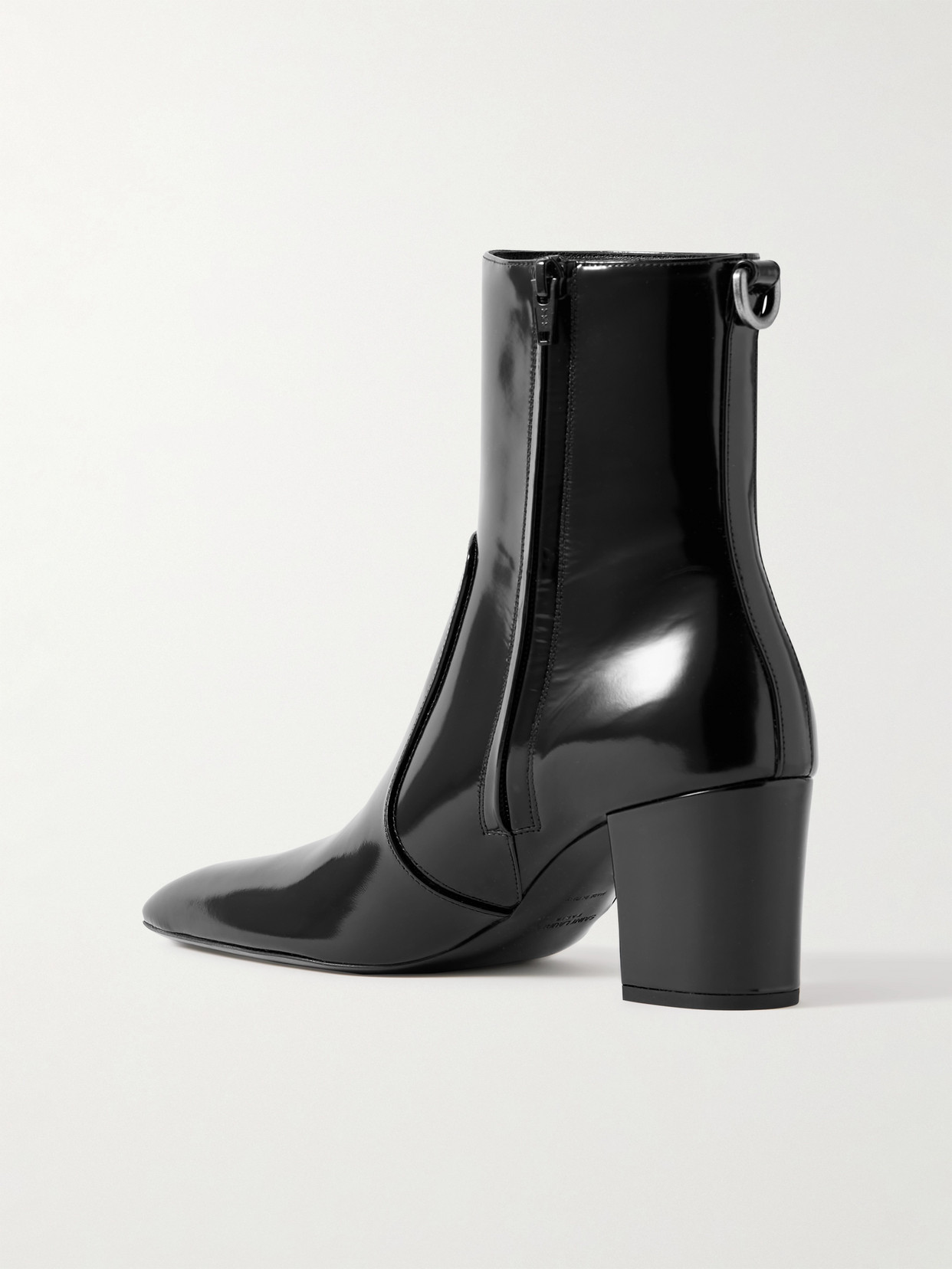 Shop Saint Laurent Betty Buckled Glossed-leather Knee Boots In Black