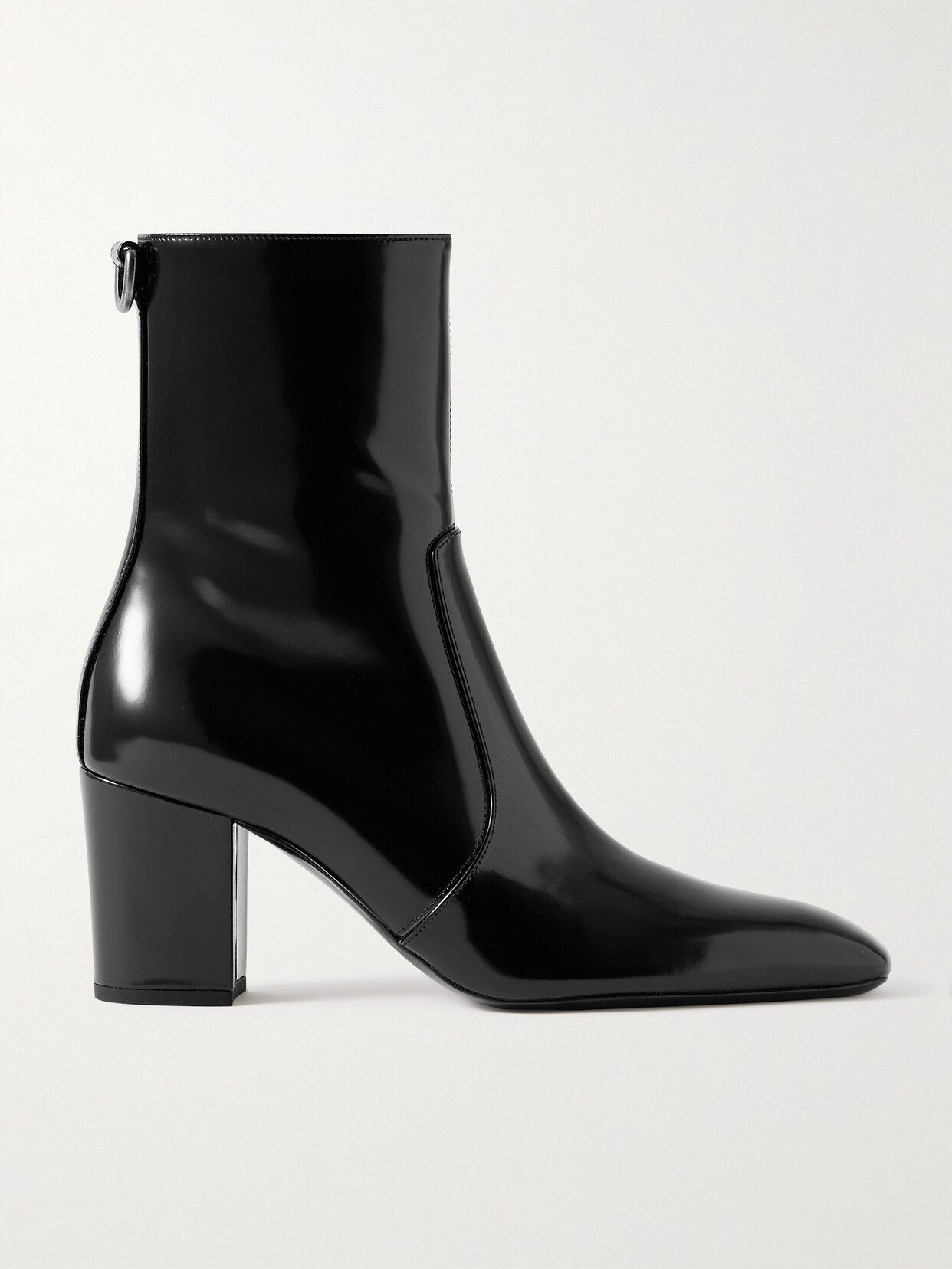 Shop Saint Laurent Betty Buckled Glossed-leather Knee Boots In Black