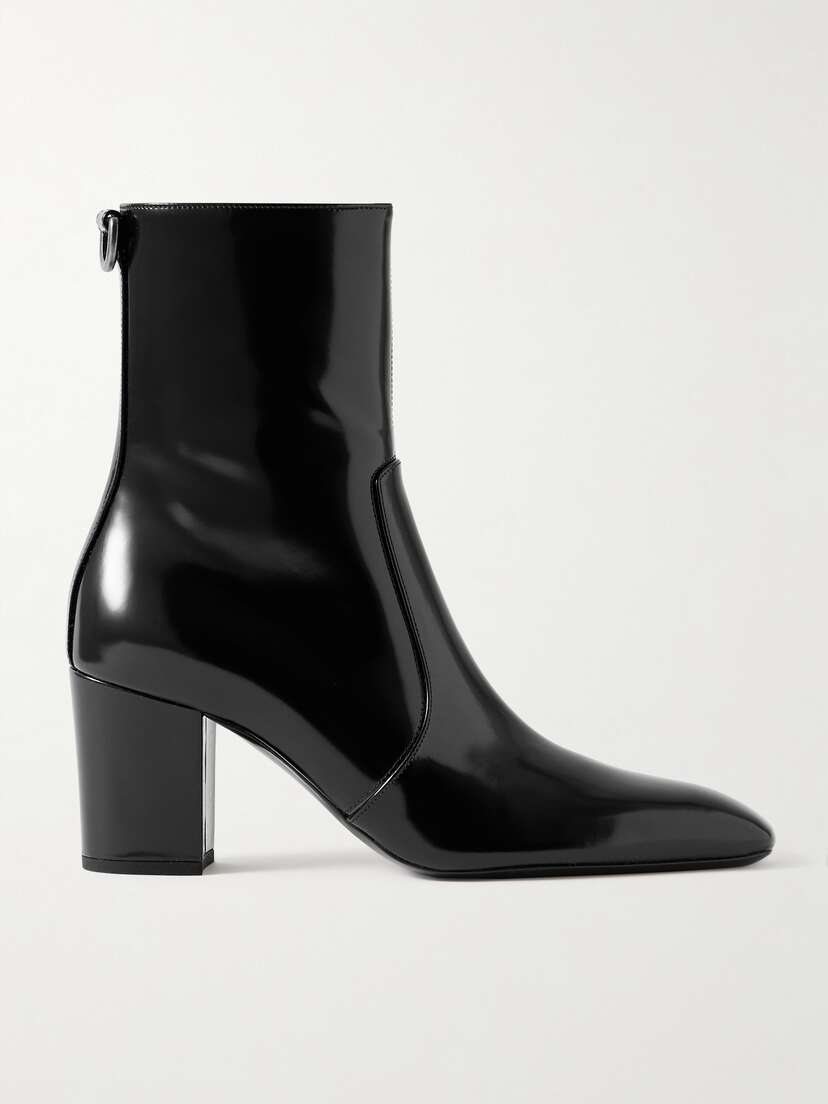 Saint Laurent Betty Buckled Glossed-leather Knee Boots