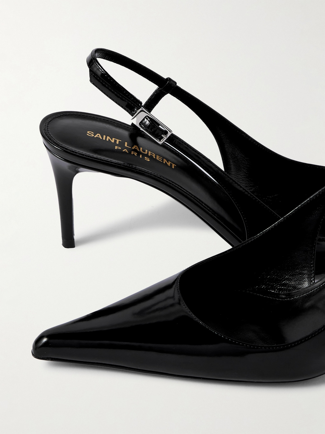 SAINT LAURENT VENDOME PATENT-LEATHER SLINGBACK PUMPS 