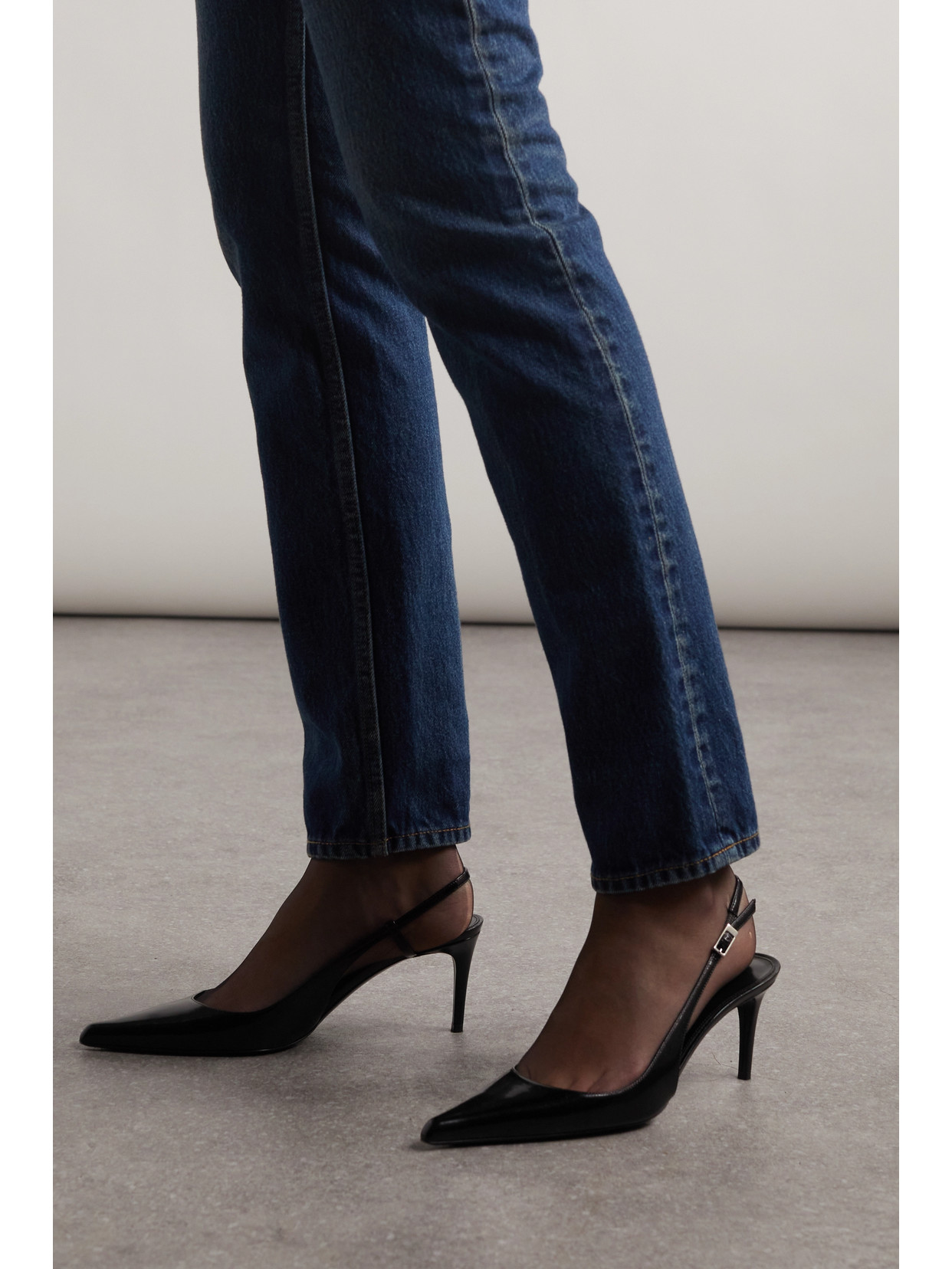 SAINT LAURENT VENDOME PATENT-LEATHER SLINGBACK PUMPS 