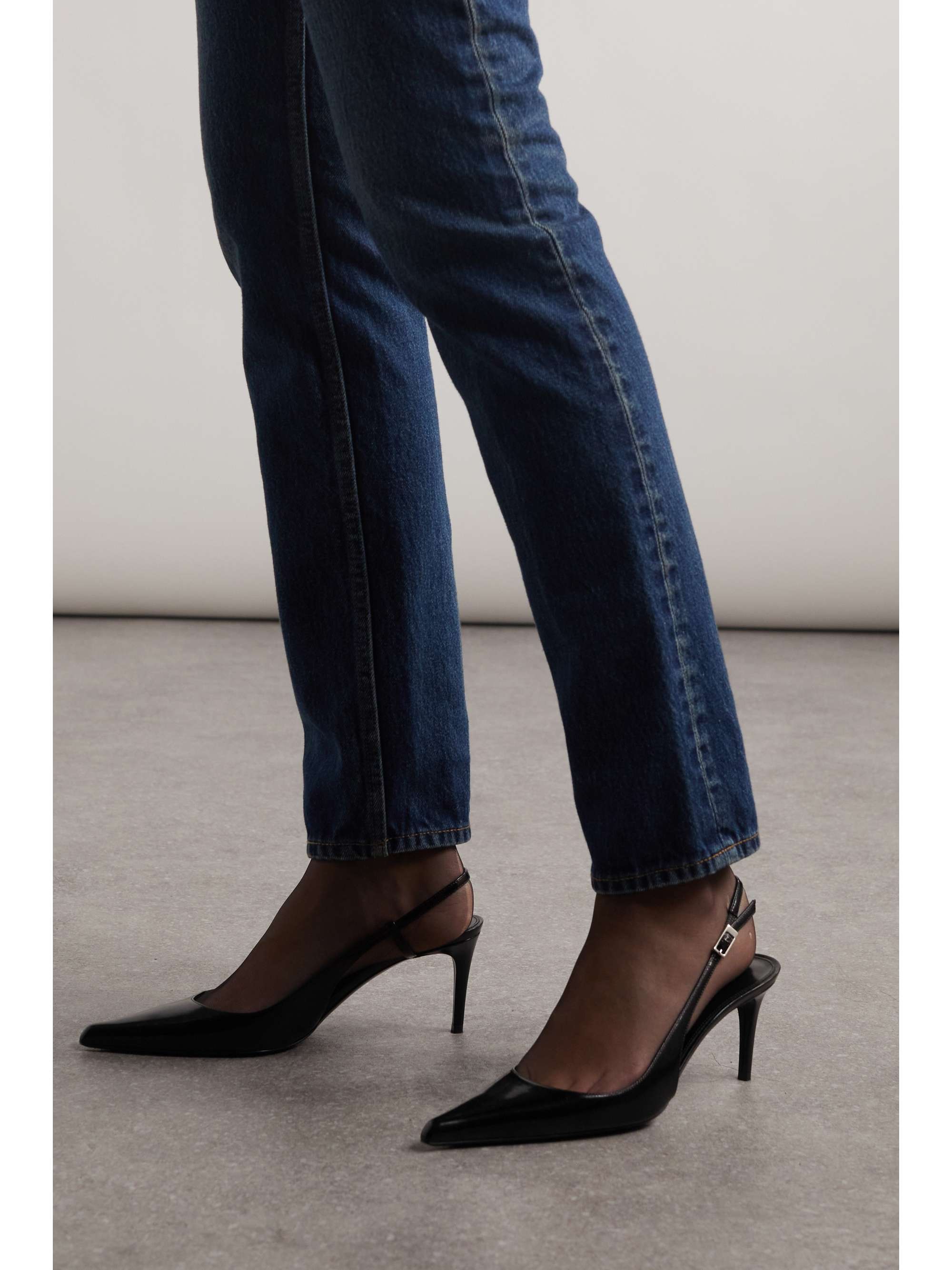 SAINT LAURENT Vendome patent-leather slingback pumps | NET-A-PORTER