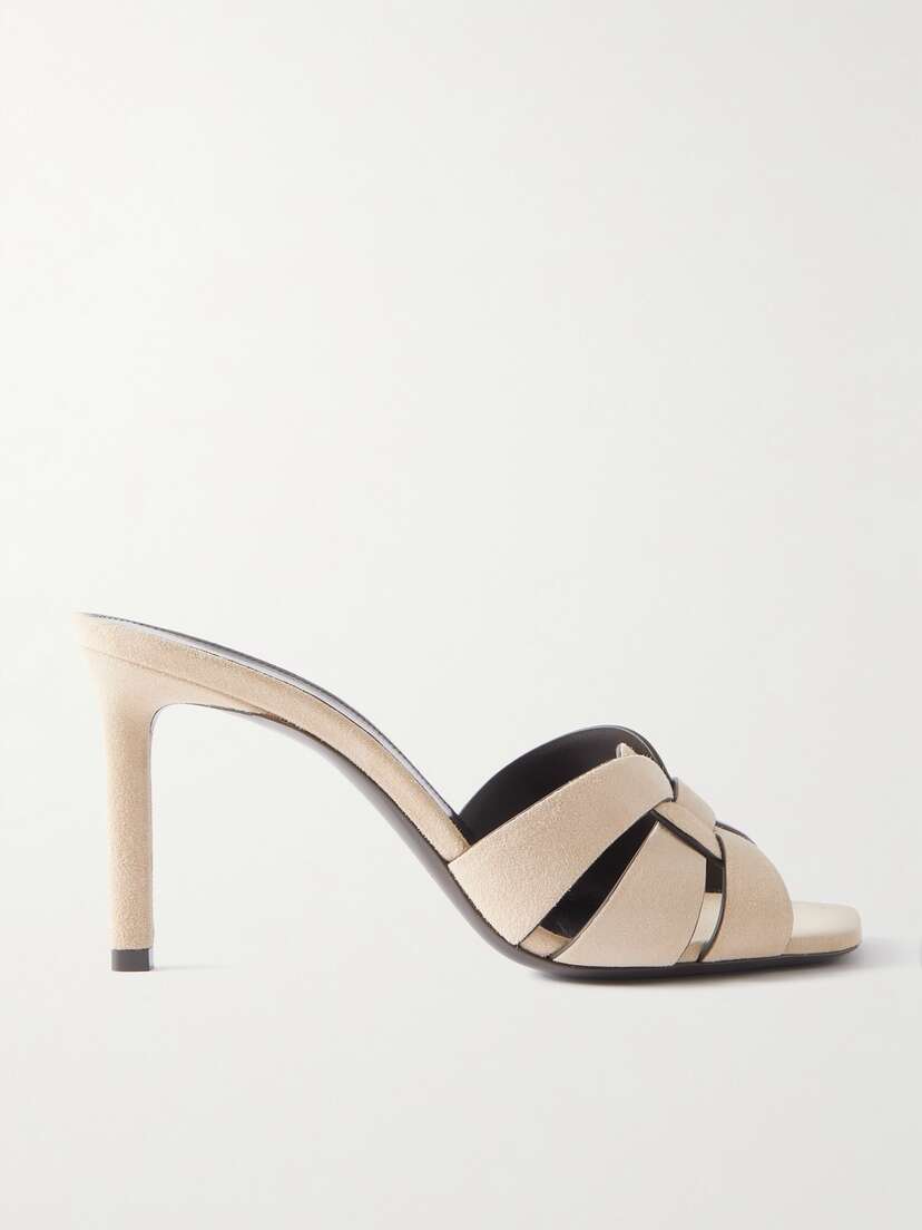 Saint Laurent Tribute Woven Suede Mules - EU 42