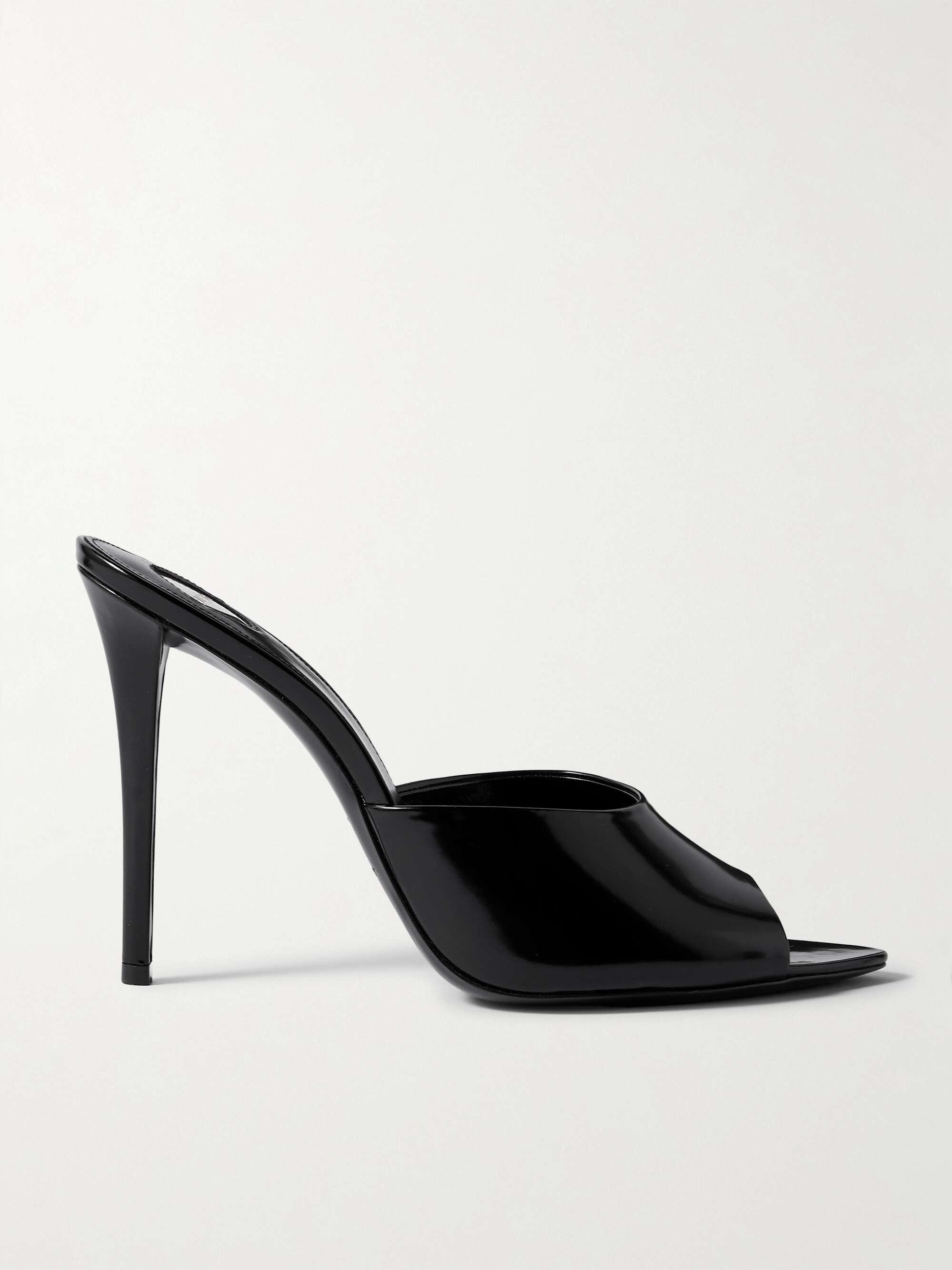 Glossed leather mules black EU 37.5