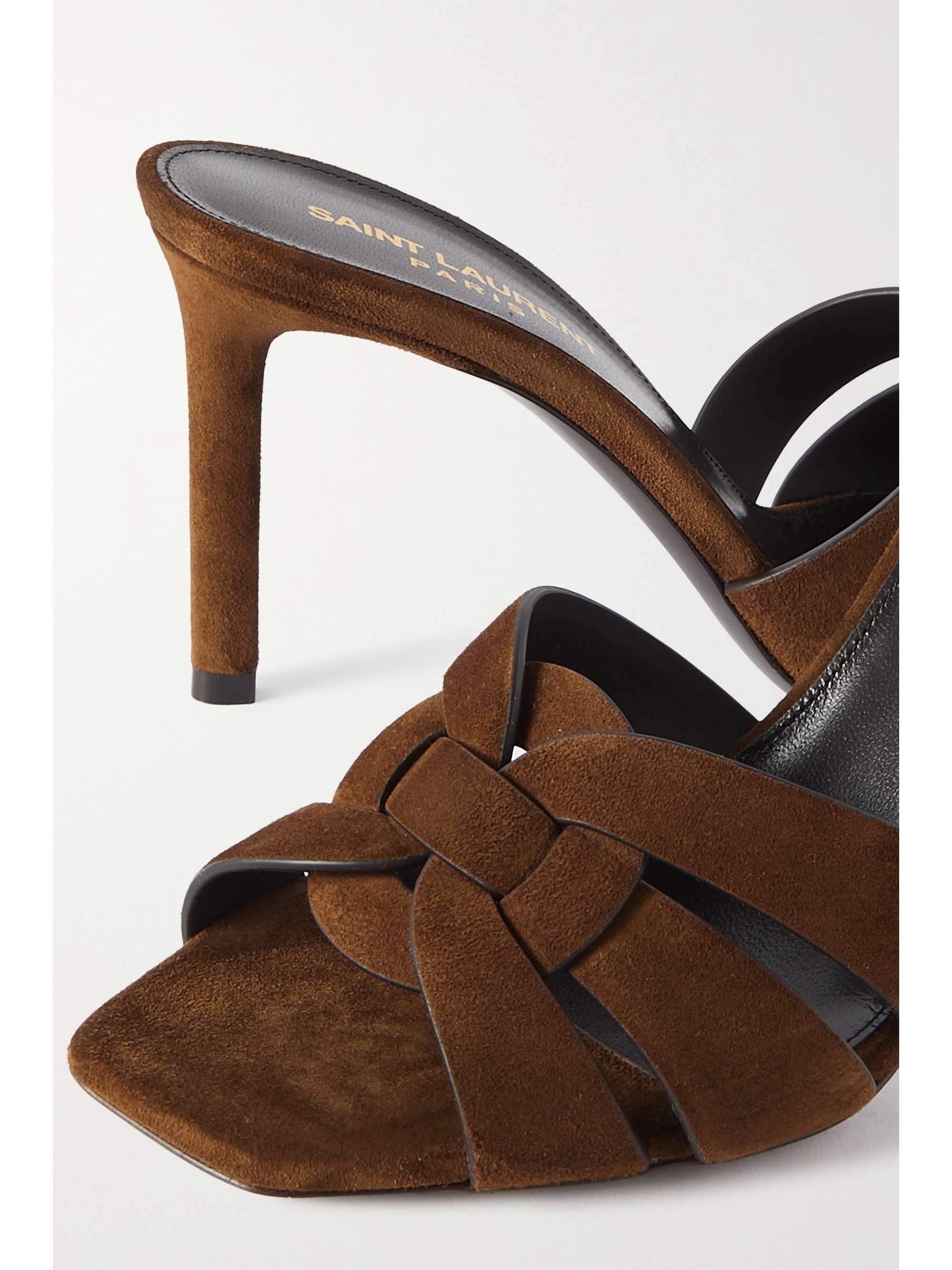 SAINT LAURENT Tribute woven denim mules