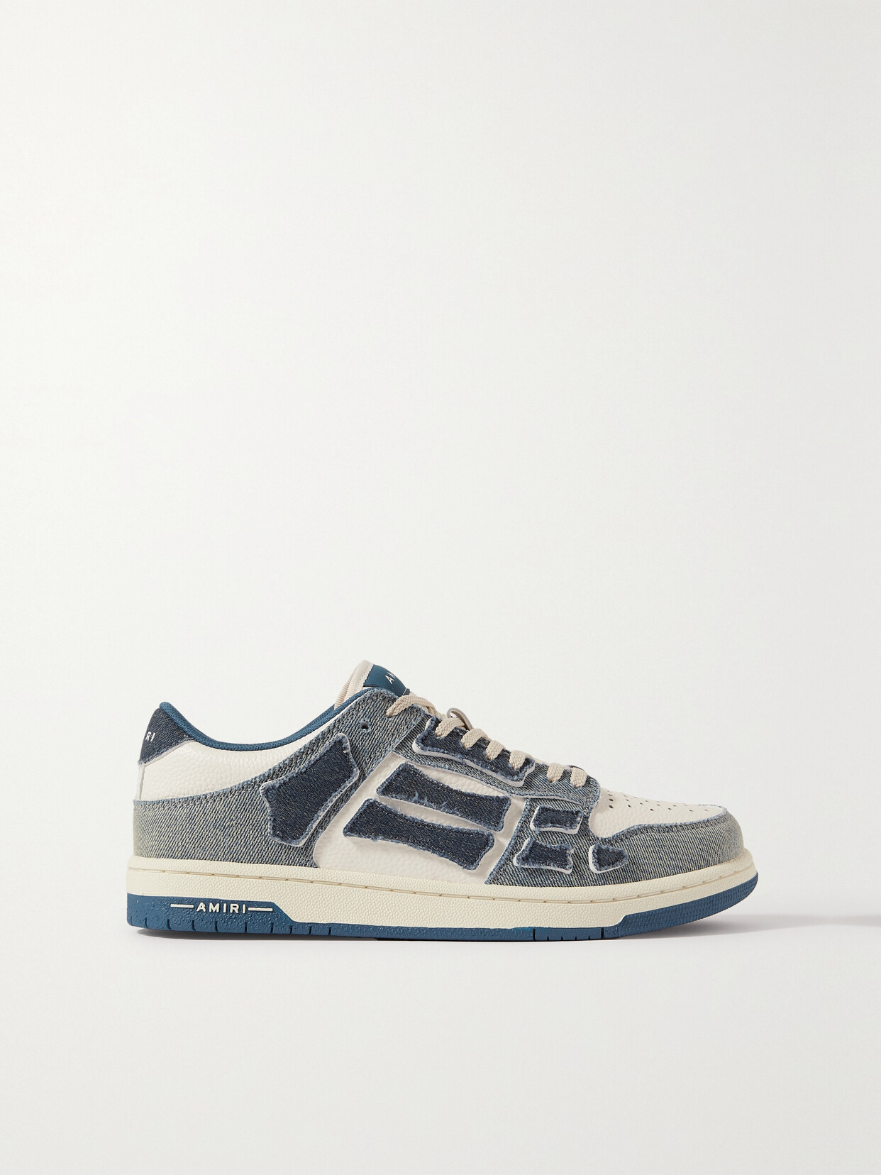 AMIRI - Skel-top Denim And Textured-leather Sneakers - Blue