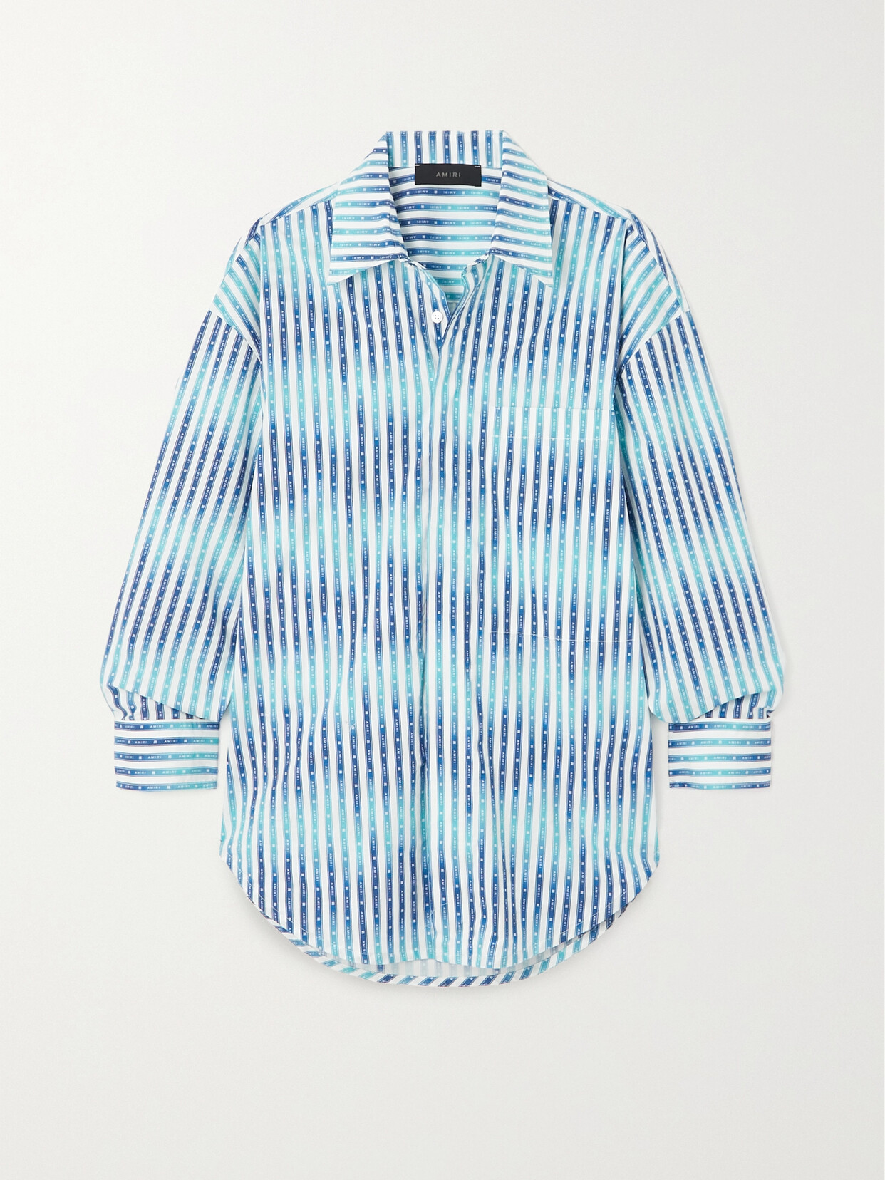 Shop Amiri Striped Cotton-poplin Shirt In Blue