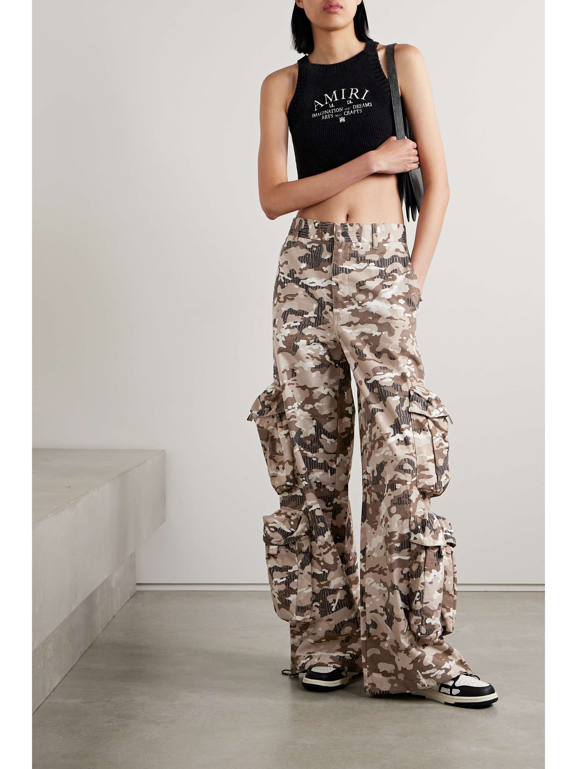 Camouflage cotton cargo pants in green - Amiri