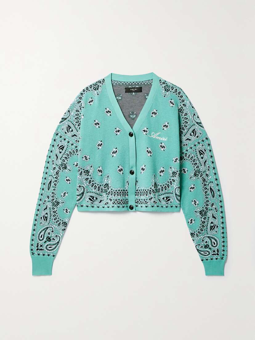 AMIRI Bandana Jacquard-knit Cotton Cardigan