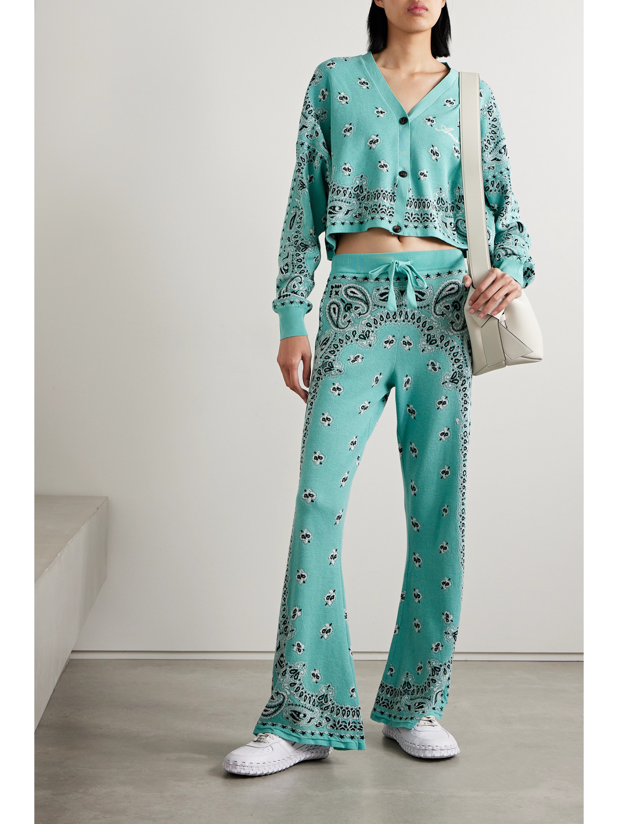 Amiri Bandana Print Button-front Cardigan With Logo Embroidery In Blue