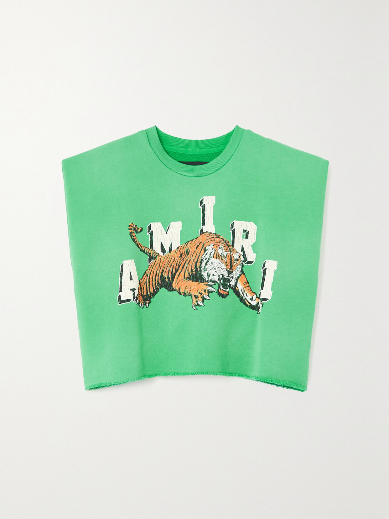 AMIRI - Cropped Printed Cotton-jersey T-shirt - Green