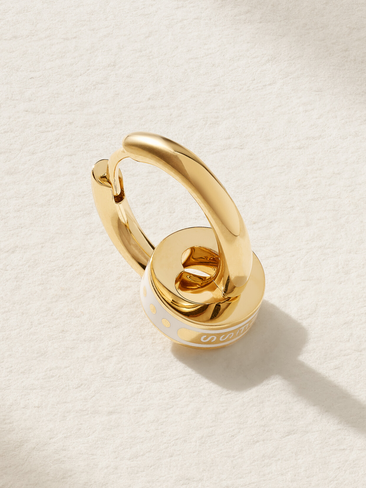 Foundrae Wholeness Heart Beat Small 18-karat Gold And Ceramic Single Hoop Earring
