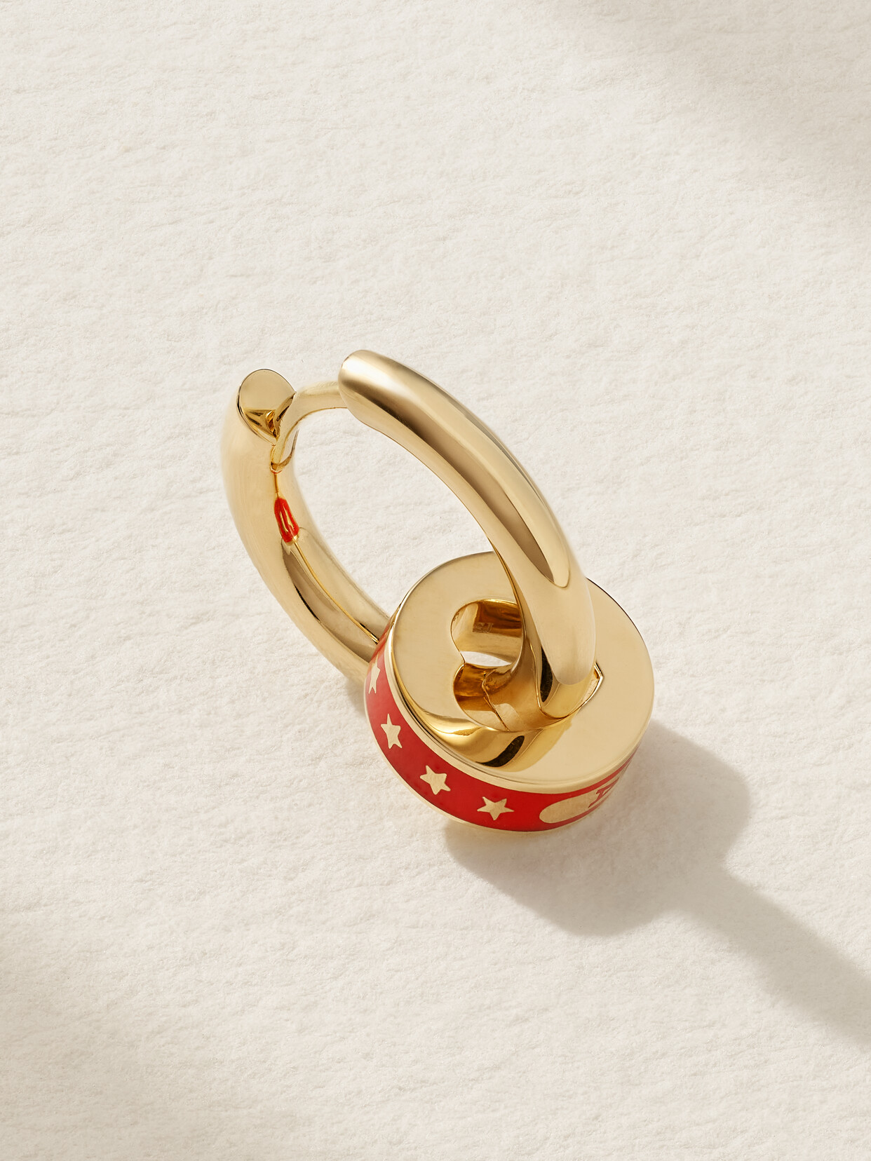 Foundrae Strength Heart Beat Small 18-karat Gold And Ceramic Single Hoop Earring