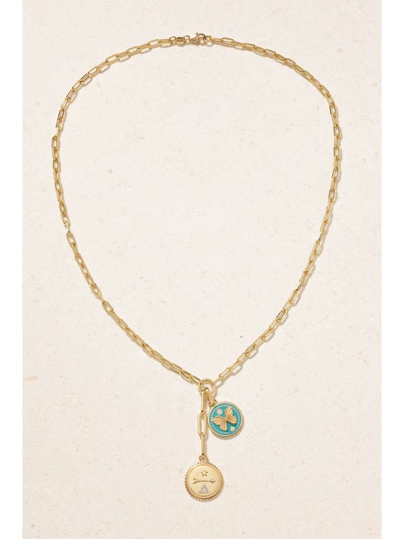 Foundrae Dream + Petite Reverie Refined Clip 18-karat , Enamel And Diamond Necklace