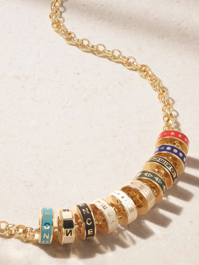 Foundrae Ten Tenet Heart Beat 18-karat Gold Enamel Chain Necklace