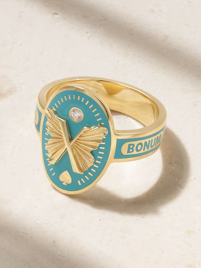 Foundrae Reverie 18-karat Gold, Diamond And Enamel Ring